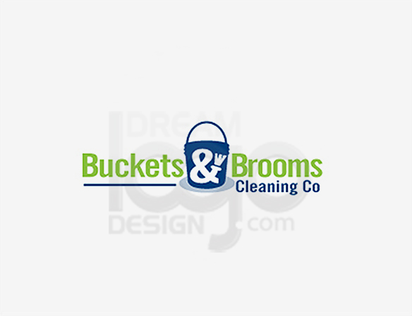 Buckets & Brooms Cleaning Logo Design - DreamLogoDesign