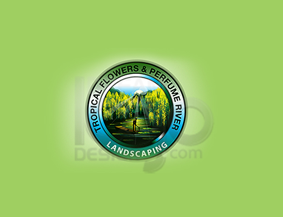 Tropical Flowers & Perfume River Landscaping Logo Design - DreamLogoDesign