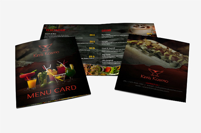 Menu Card Design Portfolio 1 - DreamLogoDesign